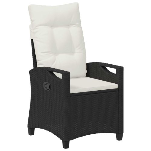 Лежанка за градина Черен и кремав 56 x 60 x 112 см полиратан