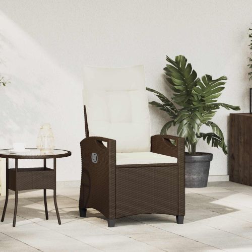 Лежанка за градина Кафяв и Кремав 56 x 60 x 112 см полиратан