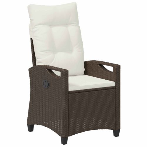 Лежанка за градина Кафяв и Кремав 56 x 60 x 112 см полиратан