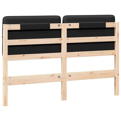 Тапицирана табла Кафяв и черен 150 cm Солидно борово дърво