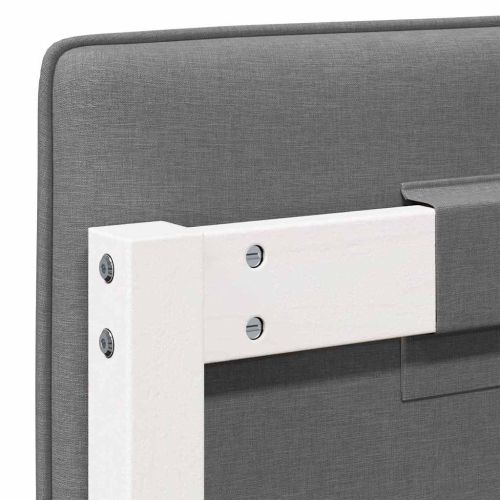 Тапицирана табла Бяло и светло сиво 75 cm Солидно борово дърво