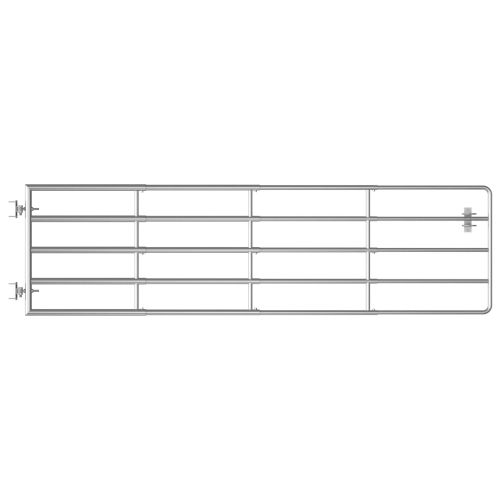 Оградна порта, 5 пръта, стомана, (115-300)x90 см, сребриста