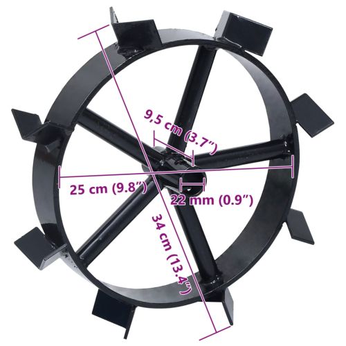 Метални колела за 6,5 HP бензинова мотофреза, 2 бр