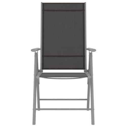 Сгъваеми градински столове, 4 бр, Textilene, черни