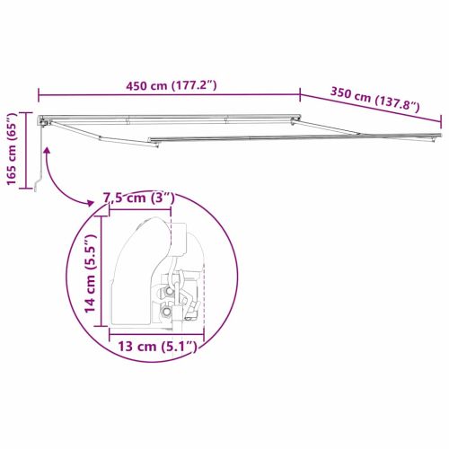Рамка за сенник Бяло 450 × 350 cm Алуминий
