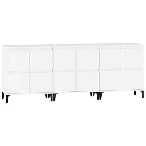 Сайдборд, 3бр, бяло, 60x35x70 см, инженерно дърво