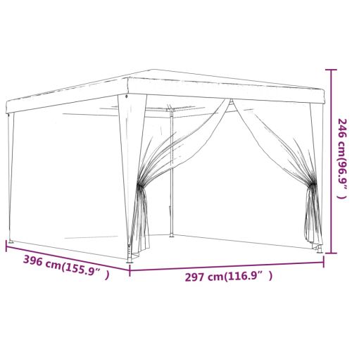 Парти палатка с 4 мрежести странични стени антрацит 3x4 м HDPE