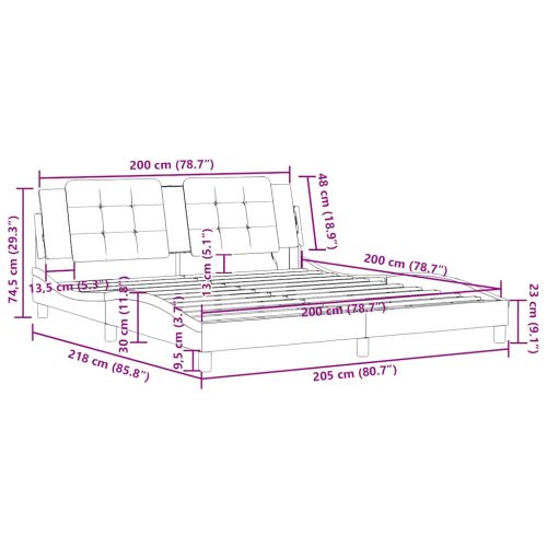 Рамка за легло без матрак Zadar, черна, 200x200 см, изкуствена кожа