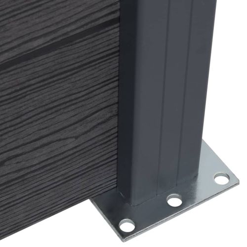 Комплект ограден панел, сив, 526x186 см, WPC