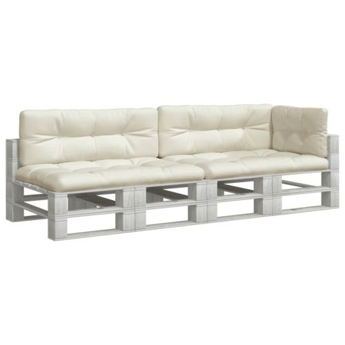 Палетни възглавници, 5 бр, кремави, текстил