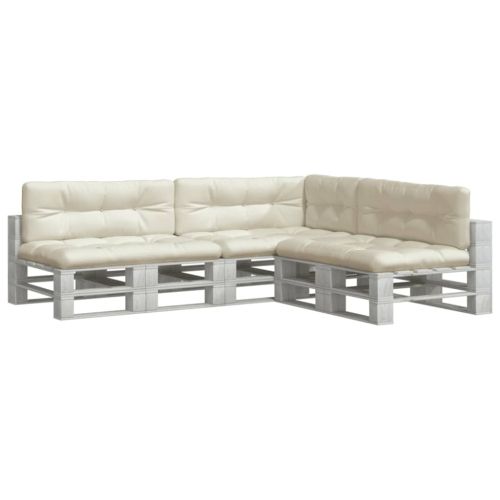 Палетни възглавници, 7 бр, кремави, текстил