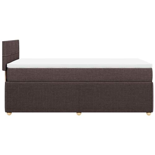 Боксспринг легло с матрак, тъмнокафяво, 90x190 см, плат