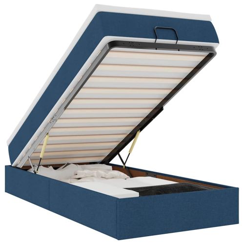 Османска легло с матрак, синьо, 100x200 см, плат