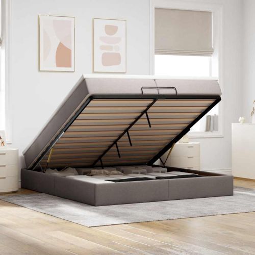 Османска легло с матраци, таупе, 200x200 см, плат