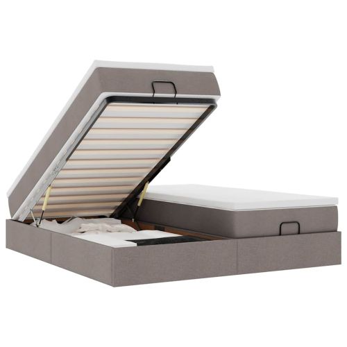 Османска легло с матраци, таупе, 180x200 см, плат