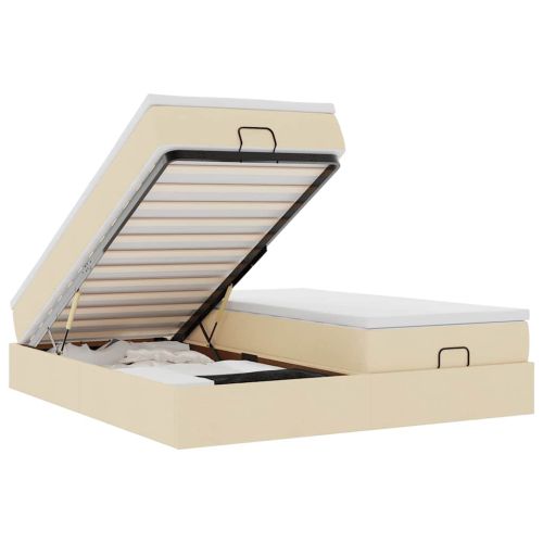 Османска легло с матраци, кремаво, 180x200 см, плат