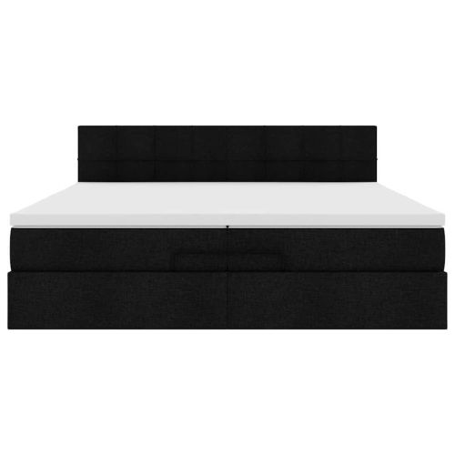 Османска легло с матрак, черно, 200x200 см, плат