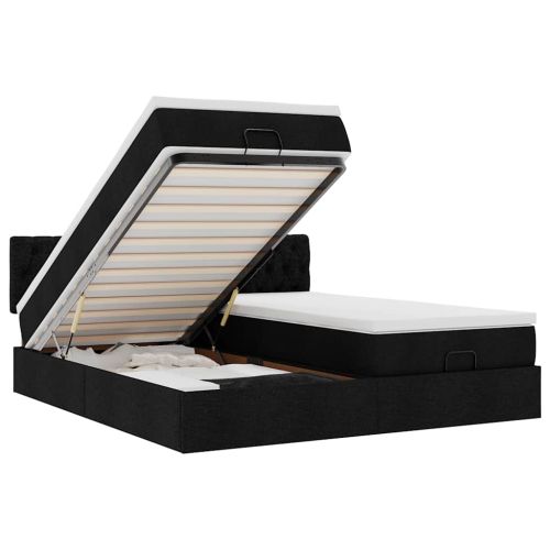 Османска легло с матраци, черно, 200x200 см, плат