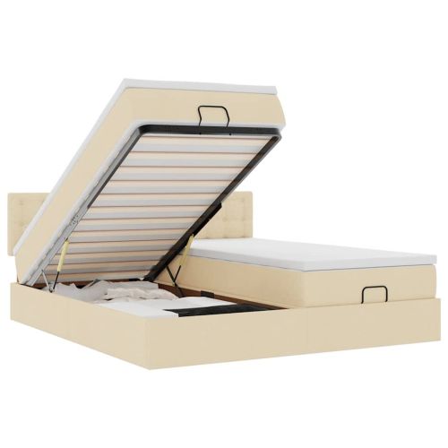 Османска легло с матраци, кремаво, 180x200 см, плат