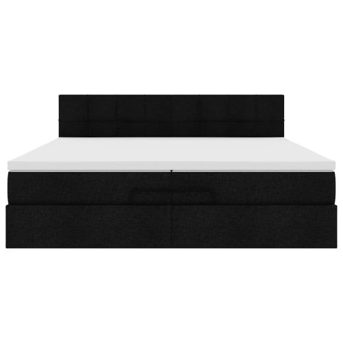 Османска легло с матрак и LED, черно, 200x200 см, плат