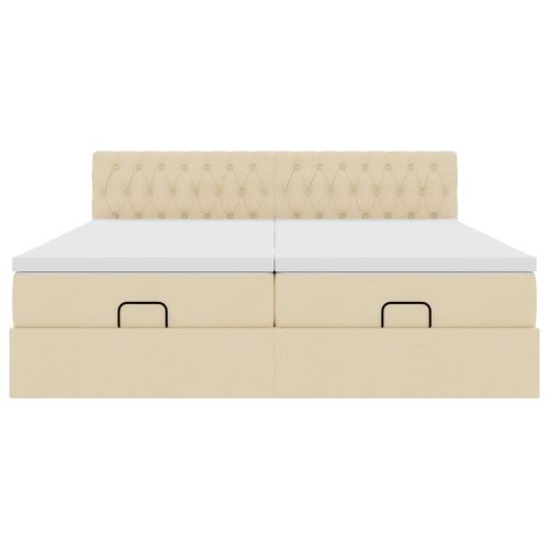 Османска легло с матраци и LED, кремаво, 180x200 см, плат