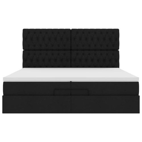 Османска легло с матраци, черно, 200x200 см, плат