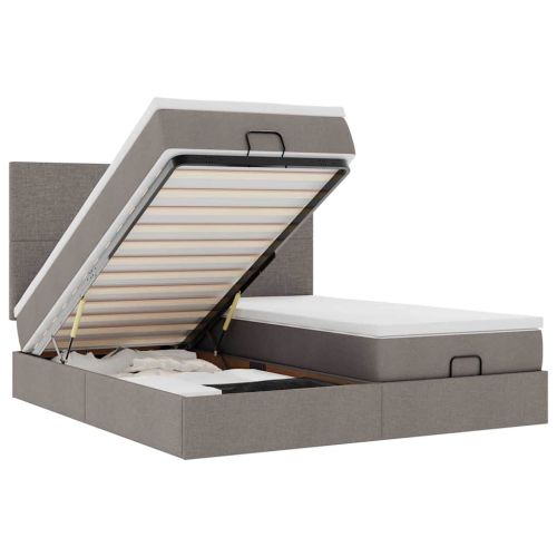 Османска легло с матраци, таупе, 160x200 см, плат