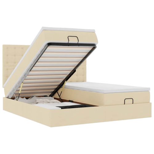 Османска легло с матраци, кремаво, 180x200 см, плат