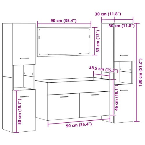 Комплект мебели за баня от 4 части Дъб артизан инженерно дърво