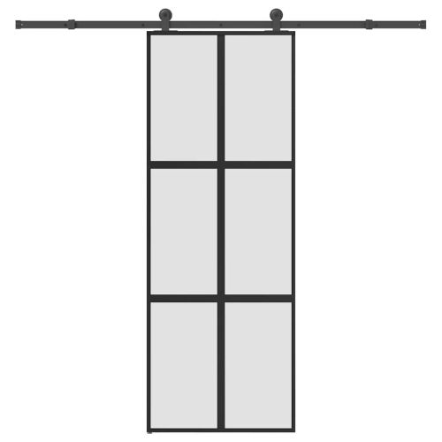 Плъзгаща се врата с обков 76x205 см Закалено стъкло&Алуминий