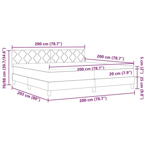 Легло с пружинирана основа с таблото Черен 200 x 200 cm текстил