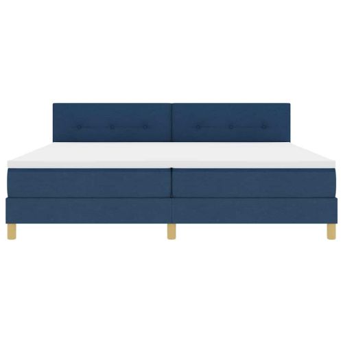 Легло с пружинирана основа с матрак Синьо 200 x 200 cm текстил