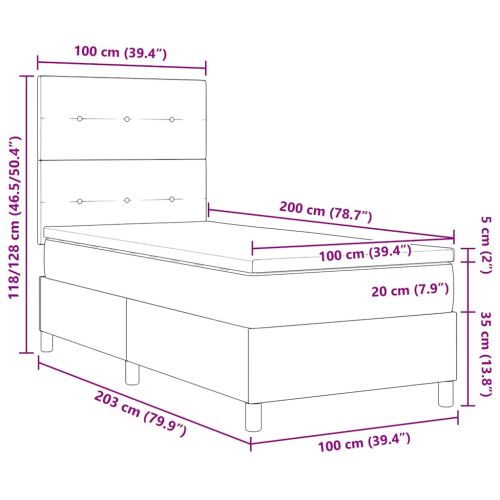 Легло с пружинирана основа с матрак Таупе 100 x 200 cm текстил