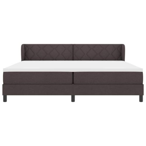 Легло с пружинирана основа Тъмен кафяв 200 x 200 cm текстил