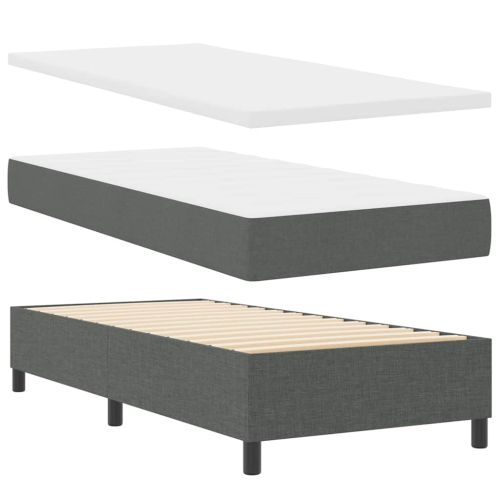 Легло с пружинирана основа Тъмносив 100 x 200 cm текстил