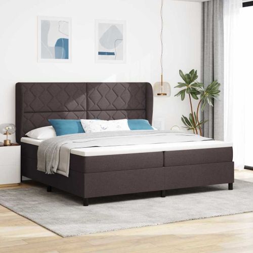 Легло с пружинирана основа Тъмнокафяв 200 x 200 cm текстил