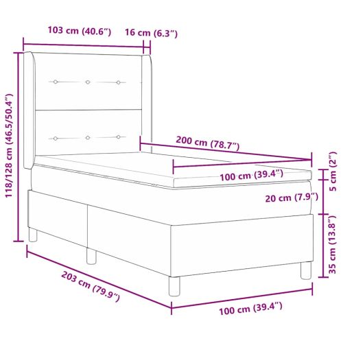 Легло с пружинирана основа с таблото Синьо 200 x 100 cm текстил