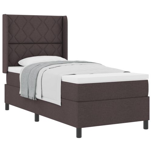 Легло с пружинирана основа Тъмен кафяв 200 x 100 cm текстил