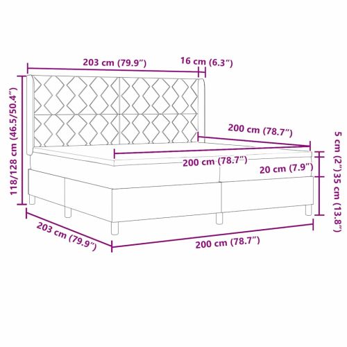 Легло с пружинирана основа с матрак Черно 200 x 200 cm текстил