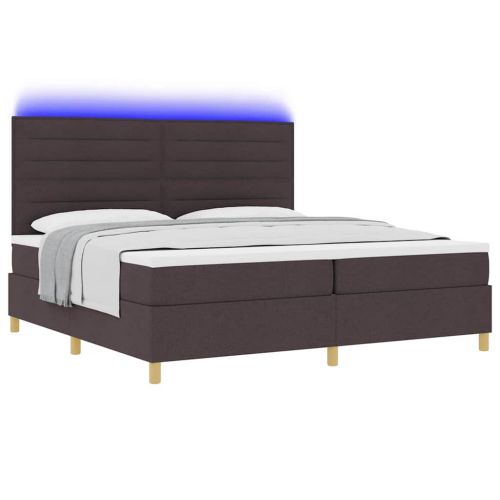LED кутия за пружини с легло Тъмен кафяв 200 x 200 cm текстил
