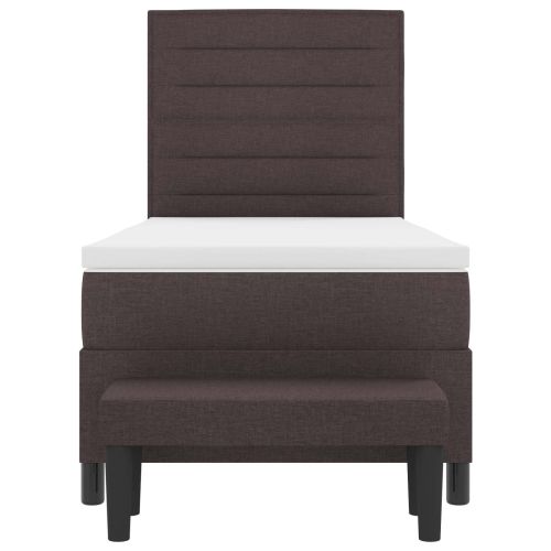 Легло с пружинирана основа Тъмен кафяв 90 x 190 cm текстил