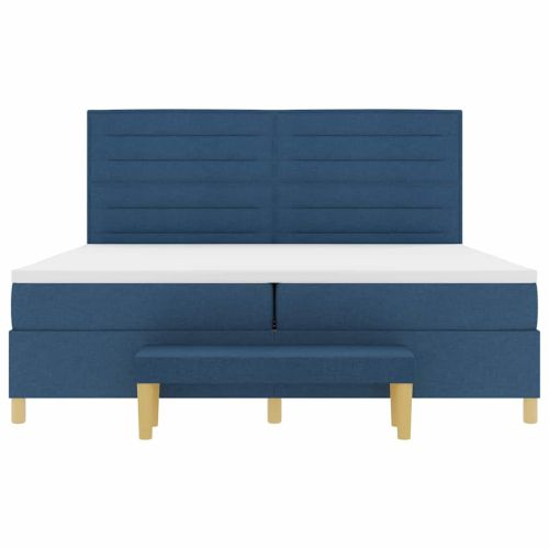 Легло с пружинирана основа с матрак Синьо 200 x 200 cm текстил