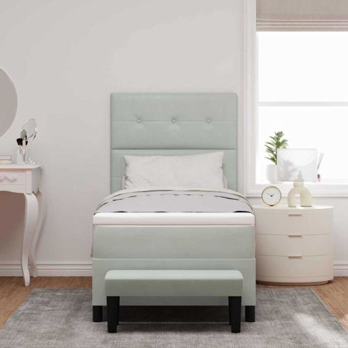 Легло с пружинирана основа Светлосиво 80 x 200 cm Кадифе