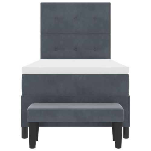 Легло с пружинирана основа с матрак Тъмносив 80 x 200 cm Кадифе