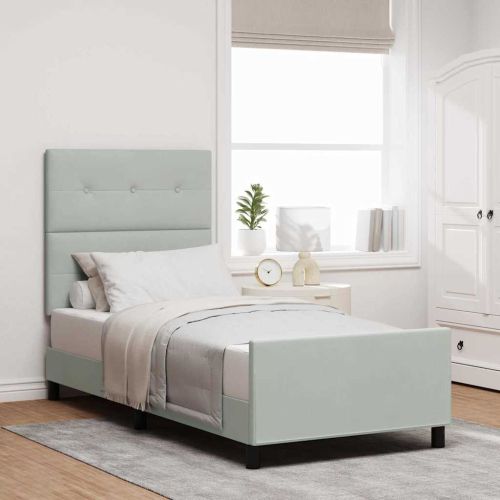 Легло с пружинирана основа Светлосиво 80 x 200 cm Кадифе