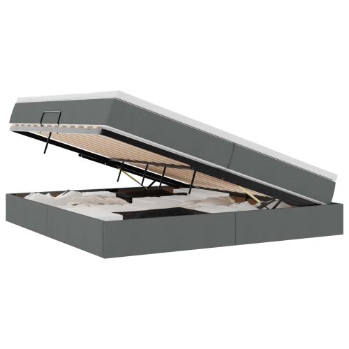 Легло с място за съхранение и матрак Тъмен сив 200 x 200 cm