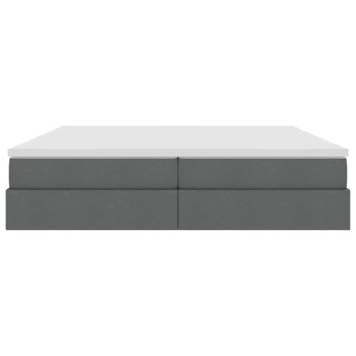 Легло с място за съхранение и матрак Тъмен сив 200 x 200 cm