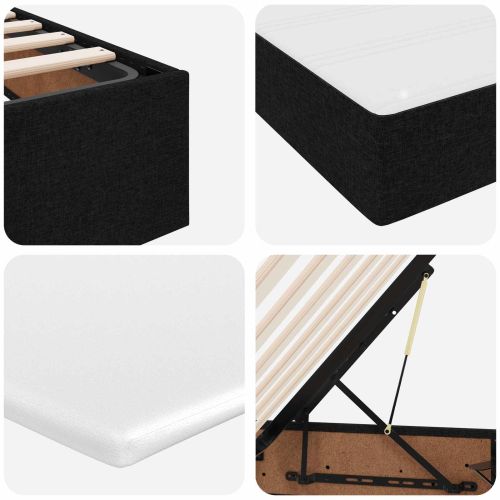 Легло с място за съхранение и матрак Черно 200 x 200 cm