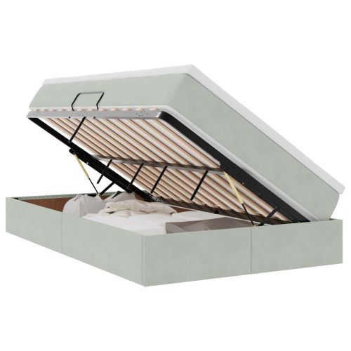 Легло с място за съхранение и матрак Светлосиво 120 x 190 cm