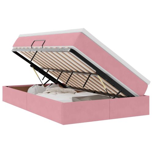 Легло с място за съхранение и матрак Розово 120 x 200 cm Кадифе